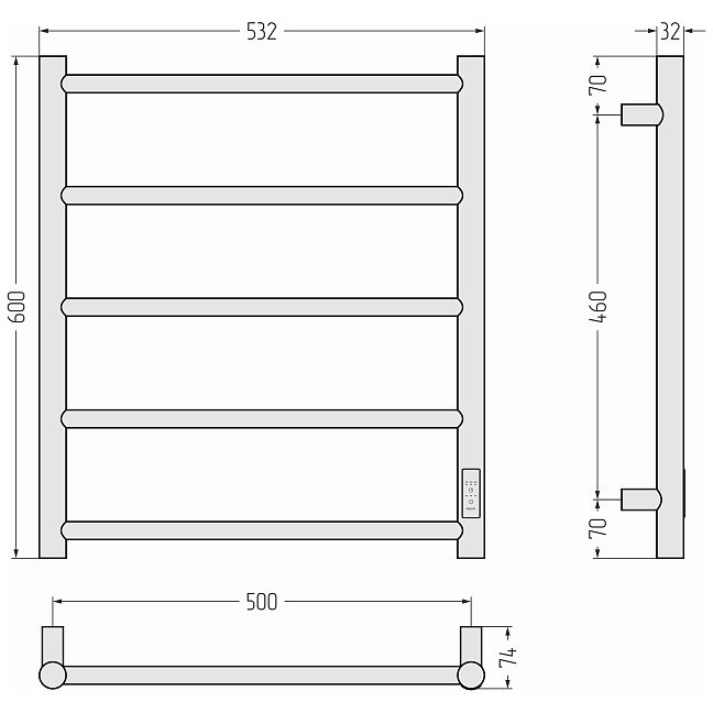 Стилье Формат 27 Полотенцесушитель электрический 60x50 Матовый чёрный