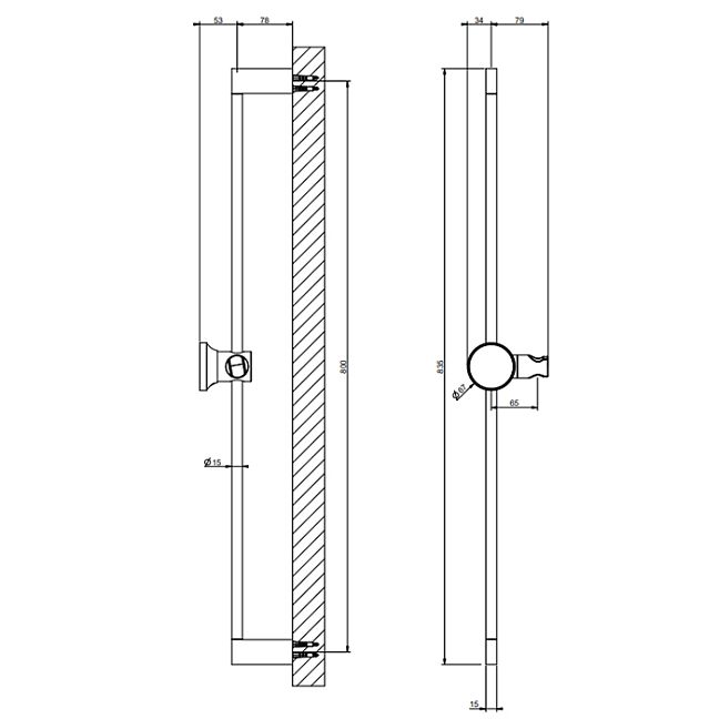 Gessi Origini Штанга для душа 835 мм., Finox Brushed Nickel