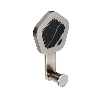 Jorger Shado Крючок, вставка из камня Black Marble, цвет satin nickel (матовый никель)