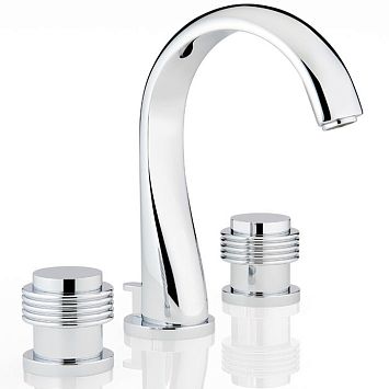 THG Diplomate grooved rings Смеситель для раковины на 3 отверстия, с донным клапаном, цвет: хром