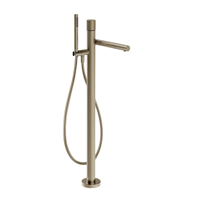 Gessi Incastri Смеситель для ванны, напольный, h-983мм, в комп. с лейкой и гибким шлангом, внешняя часть, цвет 149 Finox Brushed Nickel