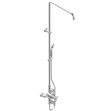 Смеситель термостатический для душа THG Hamptons встраиваемый в стену / перекрывающие краны / открытая душевая колонна / душ "телефон", шланг и настенные рожки для лейки - межцентровое расстояние 150 мм. (без верхней лейки)