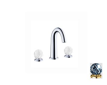 Jorger Belledor Смеситель для раковины на три отверстия, ручки в отделке Azure blue, цвет gold (золото)