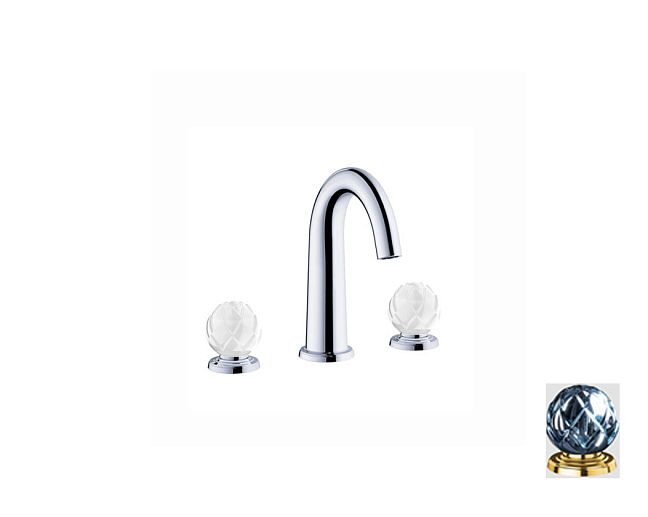 Jorger Belledor Смеситель для раковины на три отверстия, ручки в отделке Azure blue, цвет gold (золото)