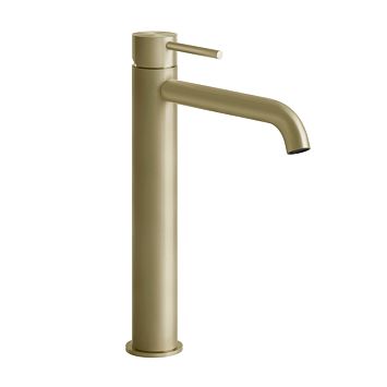 Gessi 316 Смеситель для раковины на 1 отверстие, высокий h=305мм, без донного клапана, излив 155мм, Brushed Brass PVD