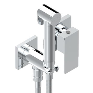 Комплект для душа THG Soho, включающий смеситель, армированный шланг 1 м 25 см, ручной душ с курковым распылителем, выход из стены и предохранительный запорный клапан