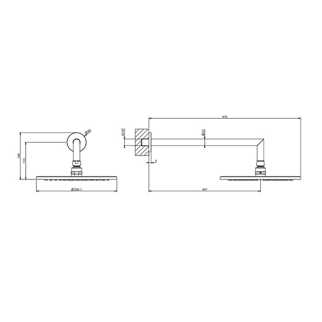 Gessi Ingranaggio Верхний душ с кронштейном D250 мм, Brushed Brass PVD