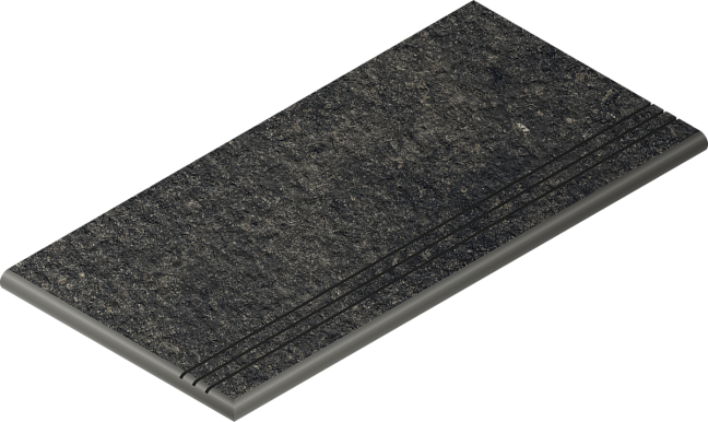 Italon Керамогранитная ступень Room X2 Gradino Round SX Black 30x60 Grip
