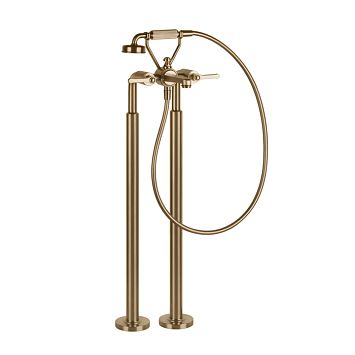 Gessi Venti20 Смеситель для ванны напольный, двухвентильный, с ручным душем и шлангом 1500 мм., внешняя часть, Warm Bronze Br. PVD