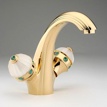 THG Amboise Malachite Смеситель для раковины, 1 отв., цвет: золото/малахит