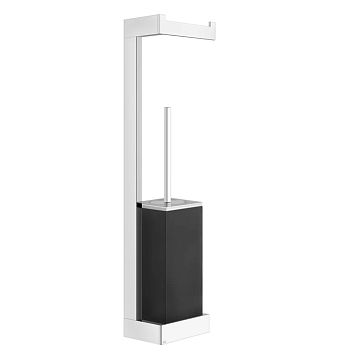 Gessi Rettangolo Стойка с держателем для туалетной бумаги и ершиком, подвесная, хром/черный