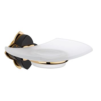 THG P&eacute;tale de cristal noir Мыльница стеклянная, подвесная, цвет: золото/черный хрусталь