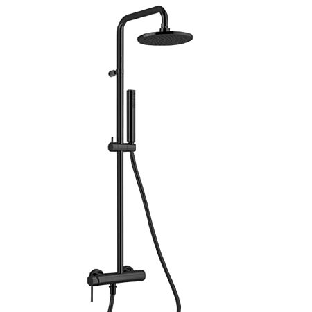Fantini Nostromo Душевая стойка, с верхнем душем 20см., с ручным душем и смесителем, цвет: цвет: черный матовый