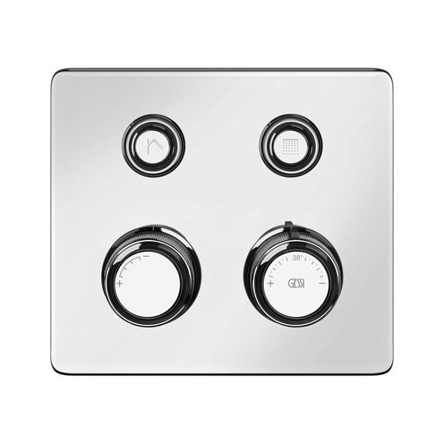Gessi Hi-Fi Eclectic Смеситель для душа настенный встраиваемый, термостатический, с 2 запорными кнопками, Хром