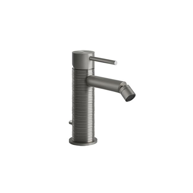 Gessi 316 Смеситель для биде на 1 отверстие, с донным клапаном, излив 118мм, steel brushed