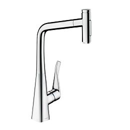 Смеситель для кухни Hansgrohe Metris M71 на 1 отв, поворотный излив: 23.5см с вытяжным душем, 2jet, h: 33.3см, sBox, цвет: хром купить в Москве: интернет-магазин StudioArdo