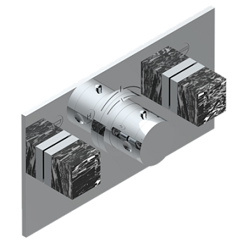 Накладка THG Montaigne marbre Grand Antique с ручкой регулировки температуры и двумя маховиками для термостатического смесителя с горизонтальной установкой