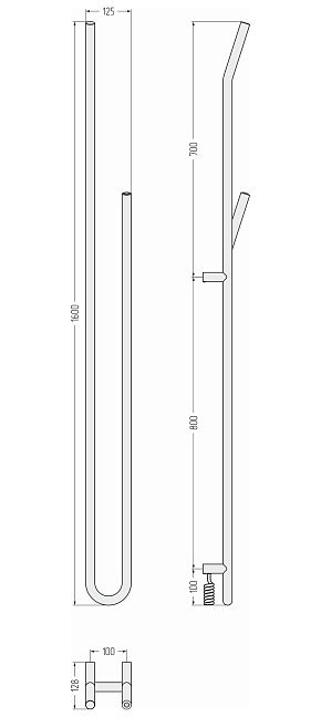 Сунержа Локон Полотенцесушитель электрический 160x12,5 Без покрытия (хром)