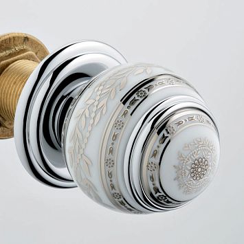 THG MARQUISE BLANC DECOR PLATINE Ручка дверная одинарная, декор белый/платина, цвет: хром