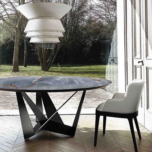 Стол ART NATURA Casa Tavoli VIVALDI Ø1150мм; столешница Circolo, оникс -