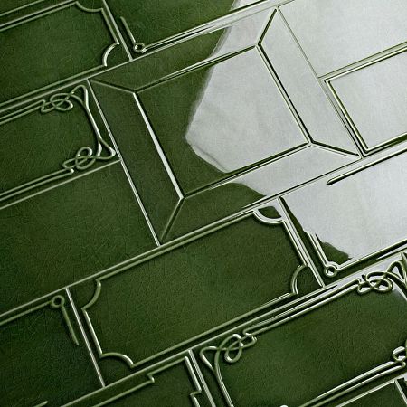 Керамическая плитка Etruria Design Art Deco Vectorframe A Emerald Green (Craquelè) 1° Scelta 12,5x25