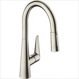 Смеситель для кухни Hansgrohe Kitchen M7116-H220 однорычажный, с вытяжным душем, сталь купить в Москве: интернет-магазин StudioArdo