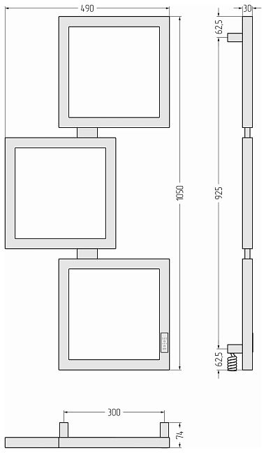 Сунержа Этюд Полотенцесушитель электрический 105x50 Матовый чёрный