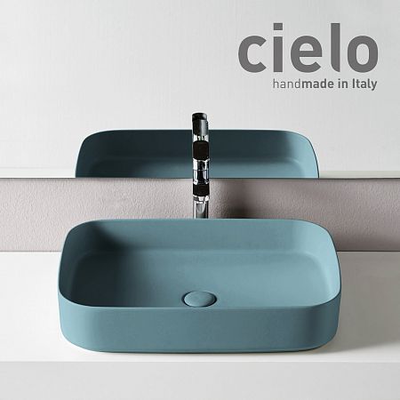 Cielo Shui Comfort Раковина 60х40xh12,5см для установки на столешницу, цвет Polvere (голубой)