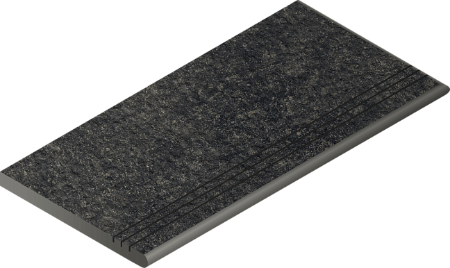 Italon Керамогранитная ступень Room X2 Gradino Round DX Black 30x60 Grip