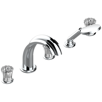 Смеситель THG Mille Nuits - Clear crystal устанавливаемый на борту ванны  на 5 отверстий с душем, керамическим смесителем, 2 вентилями ¾" и изливом СУПЕР ГОЛИАФ