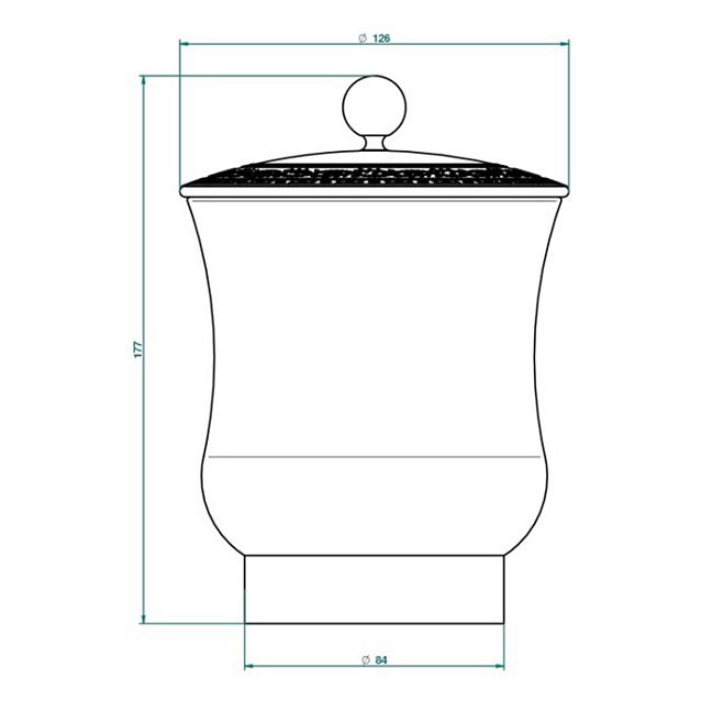 THG MARQUISE BLANC DECOR PLATINE Китайская лакированная коробка с белой керамической крышкой Ø126 мм., middle size, декор платина, цвет: серебро