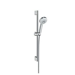 Душевой набор Hansgrohe Crometta Multi: штанга 65см., ручной душ 100, 3jet (Rain, Turbo Rain, массажная), шланг, цвет: белый/хром купить в Москве: интернет-магазин StudioArdo