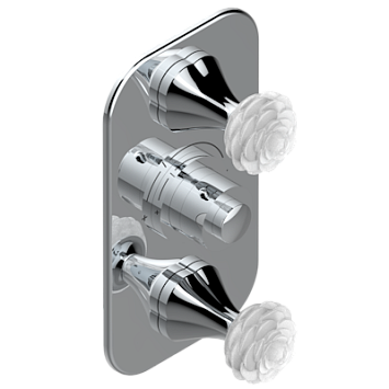 Накладка   THG Camelia Clear crystal с ручкой регулировки температуры и двумя маховиками для термостатического смесителя 5400AE