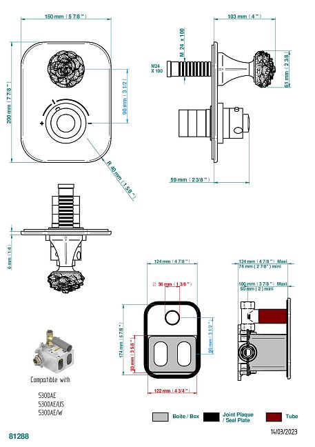 Ручки регулировки для термостата THG Camelia Black Crystal с вентилем арт.5300AE