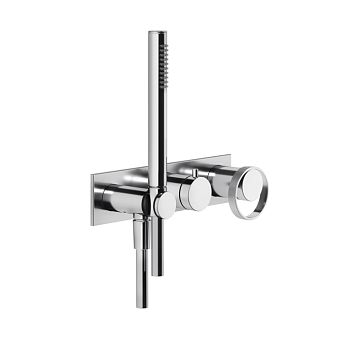 Gessi Anello Встраиваемый однорычажный смеситель на 2 выхода с перекл., ручным душем с держателем и выводом воды (внешние части), хром