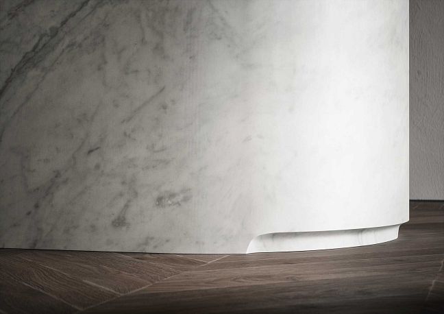  Комплект мебели Oasis Naos напольный, мраморная столешница, bianco carrara, Отделка: Рифленая текстура ореха / Хром