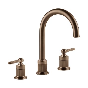 Gessi Venti20 Смеситель для раковины на 3 отверстия, высота излива 168 мм., в комплекте с донным клапаном, Copper Brushed PVD