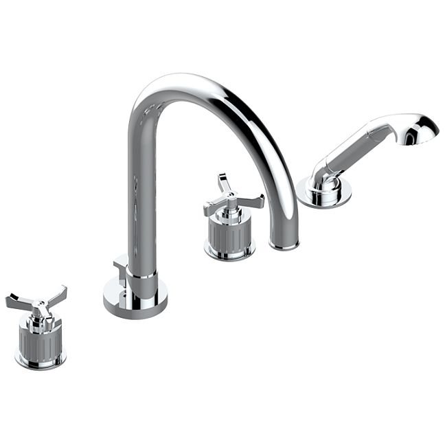 THG Hamptons Смеситель на борт ванны, 4 отв., с ручным душем, цвет: хром