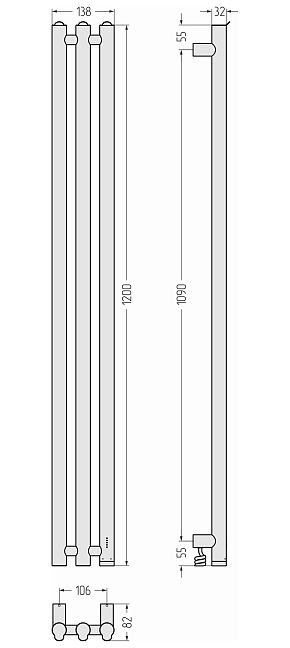 Сунержа Терция 4.0 Полотенцесушитель электрический 120x10,6 Матовый белый