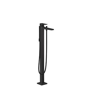 Смеситель для ванны Hansgrohe Metropol на 1 отв, напольный, с ручным душем, излив 235мм, цвет: черный матовый