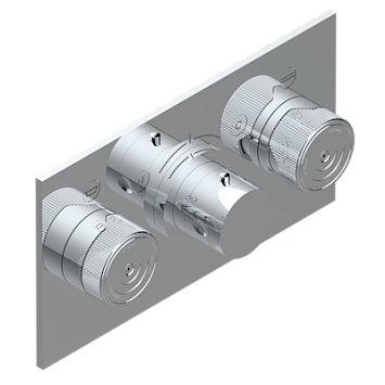Термостат THG Zoom.5 внешняя часть с ручкой регулировки температуры и двумя маховиками для термостатического смесителя с горизонтальной установкой