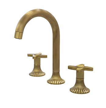 Jorger Cronos Смеситель для раковины на три отверстия, ручки "крест", цвет bronze (бронза)