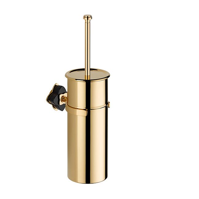 THG P&eacute;tale de cristal noir Ёршик для туалета, подвесной, цвет: золото/черный хрусталь