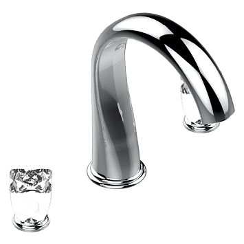 THG Pуtale de cristal clair Смеситель для ванны, 3 отв., цвет: хром/прозрачный хрусталь