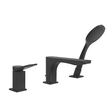 Gessi Rilievo Смеситель на борт ванны на 3 отв, с убирающаяся душевой лейкой , nero XL