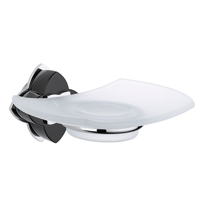 THG P&eacute;tale de cristal noir Мыльница стеклянная, подвесная, цвет: хром/черный хрусталь