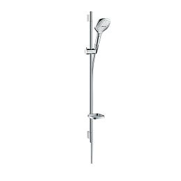 Душевой набор Hansgrohe Raindance Select E: штанга 90см., ручной душ 120, 3jet (Rain, RainAir, WhirlAir), EcoSmart, мыльница, шланг, цвет: белый/хром купить в Москве: интернет-магазин StudioArdo