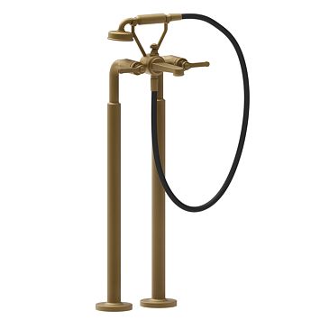 Gessi Venti20 Смеситель для ванны напольный, двухвентильный, с ручным душем и шлангом 1500 мм., внешняя часть, Antique Brass