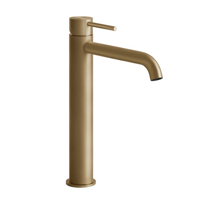 Gessi 316 Смеситель для раковины на 1 отверстие, высокий h=305мм, без донного клапана, излив 155мм, warm bronze brushed pvd