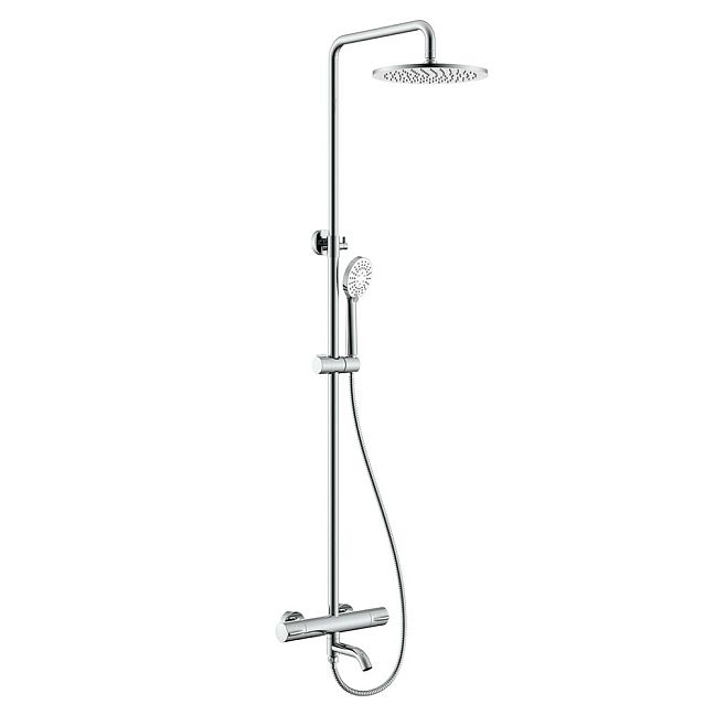 Nemo NM-9012CR Душевая колонна термостатическая, с изливом, с ручным (ABS) и верхним душем (250 мм)